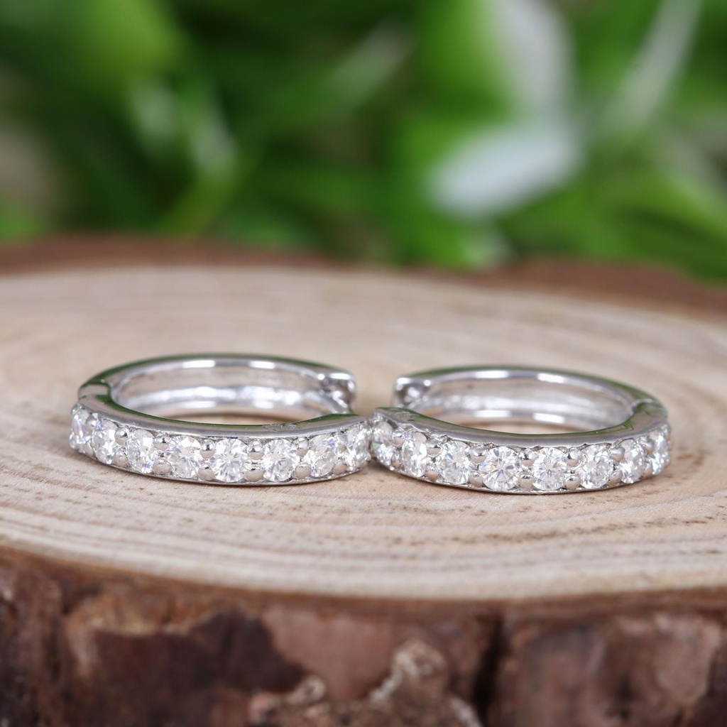 Round Cut  Huggie Hoop Earrings For Women