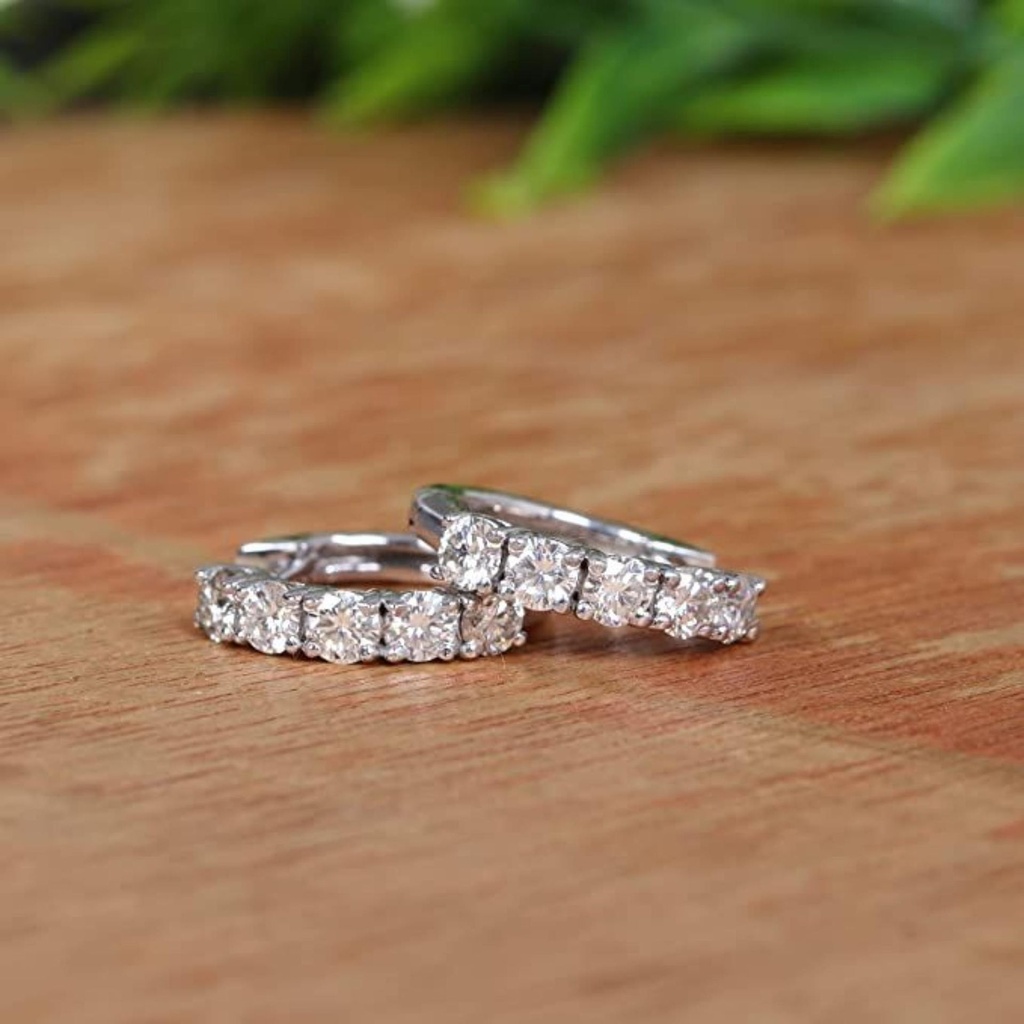  Round Cut Diamond Huggie Hoop Earring For Women