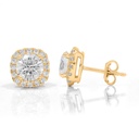  Round Diamond Halo Prong Set Stud Earrings 
