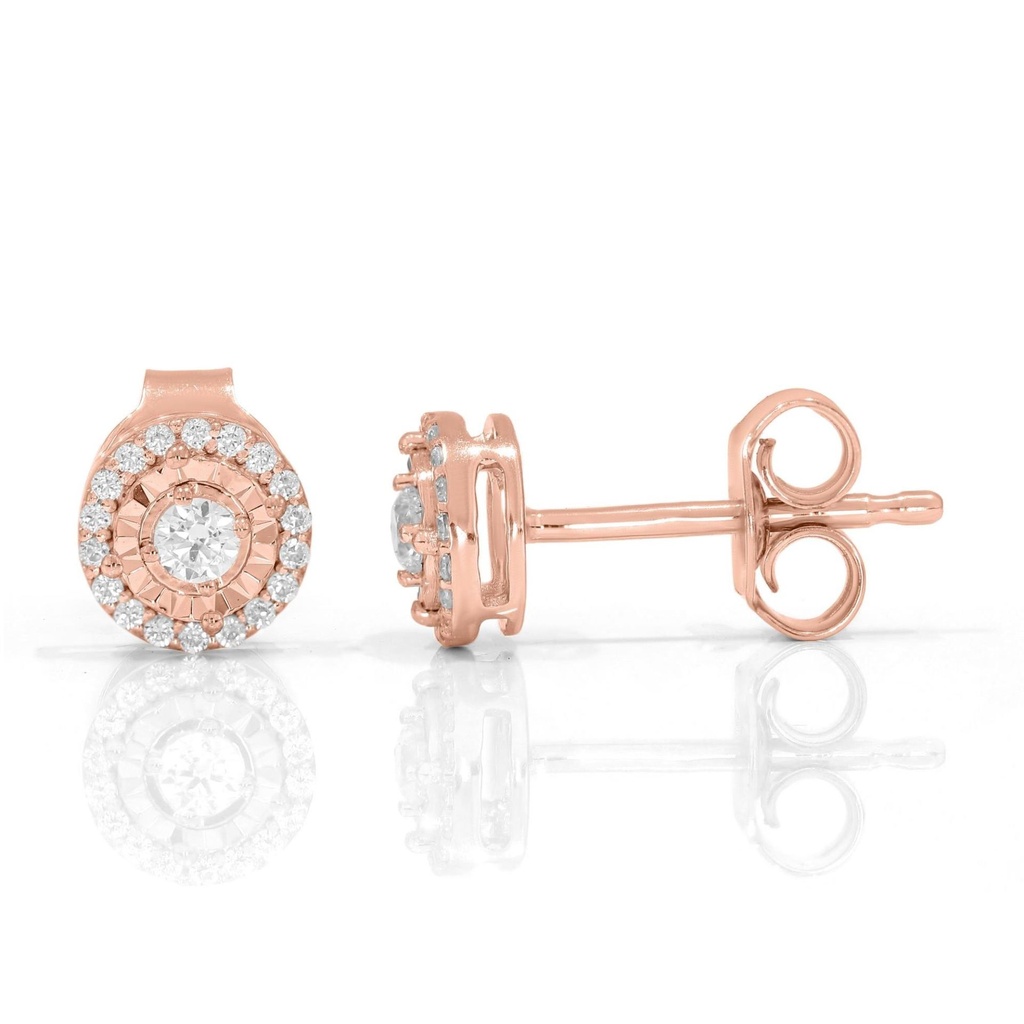 Round Diamond Tiger Prong Set Stud Earrings 