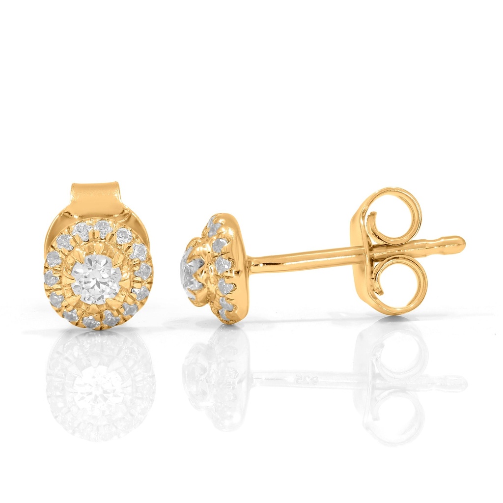  Round Diamond Tiger Prong Set Stud Earrings 