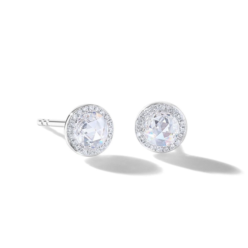 Round Rose Cut Stud Earring For Women