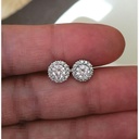 Round Diamond Halo Stud Earrings For Women