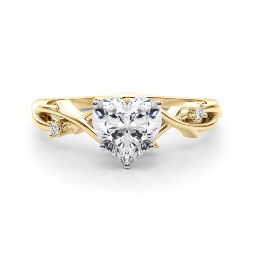  Heart Shape Three Stone Twisted Engagement Ring For Women