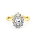  Pear Shaped Halo Moissanite Solitaire Ring 