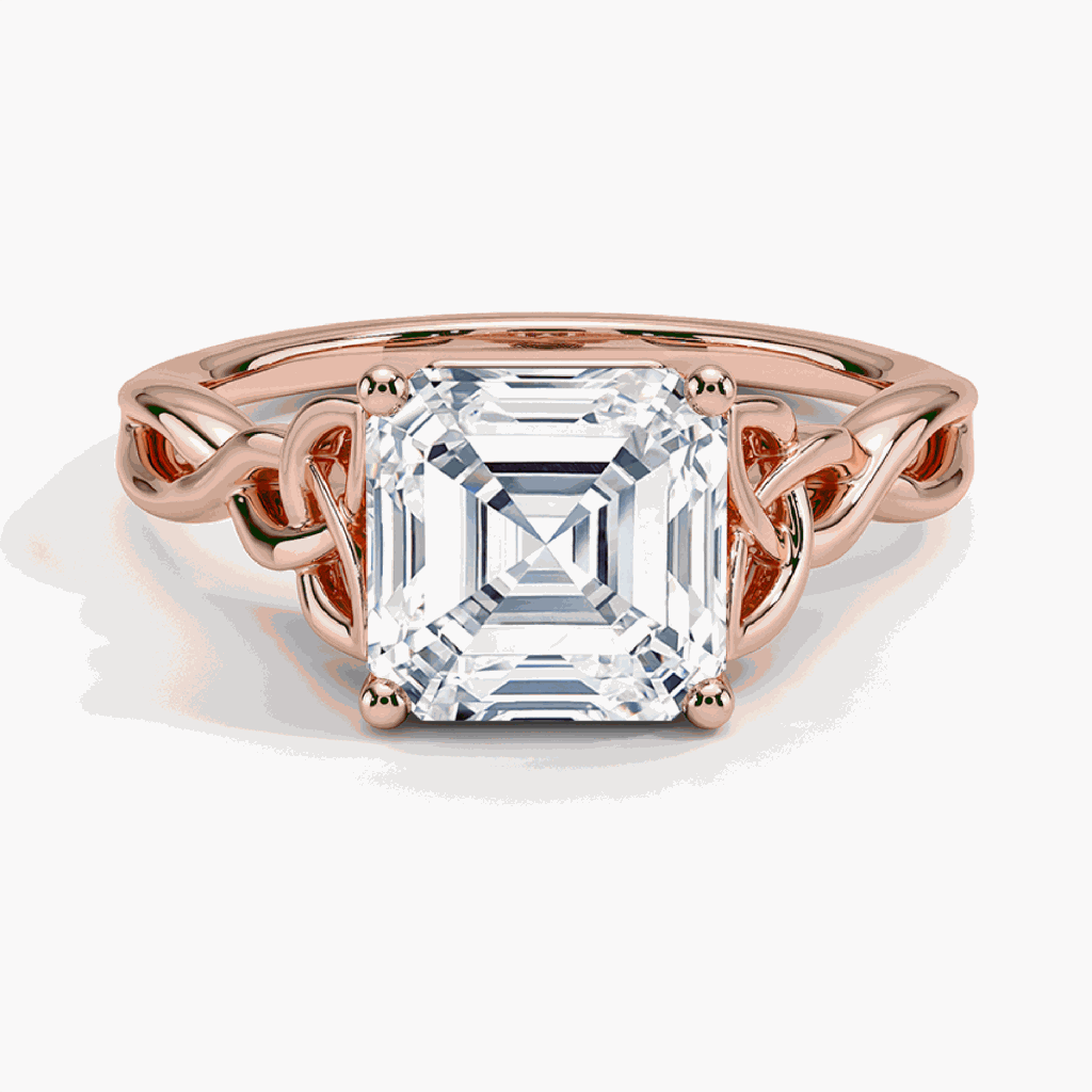  Asscher Cut Twisted Engagement Ring For Women