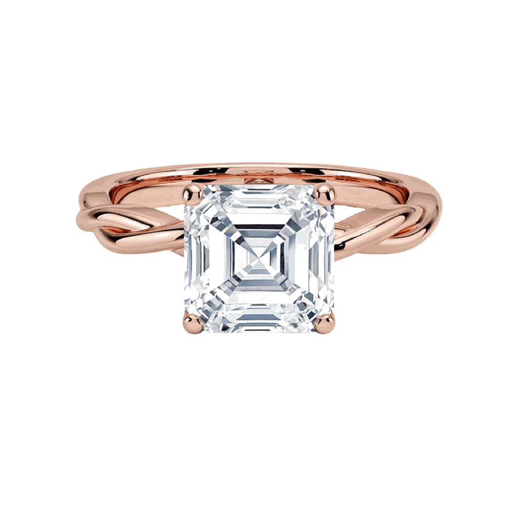  Asscher Cut Twisted Engagement Ring For Women