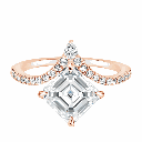 Asscher Cut Curved Engagement Ring For Women