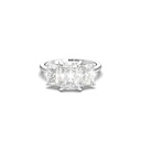 2.50 Carat Radiant Shape Three Stone Moissanite Ring in White Gold
