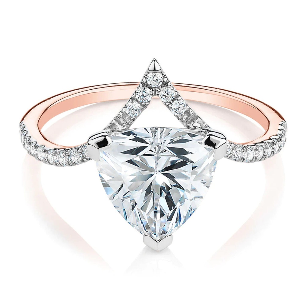 2 Carat Trillion Shape Curved Moissanite Engagement Ring in White Gold