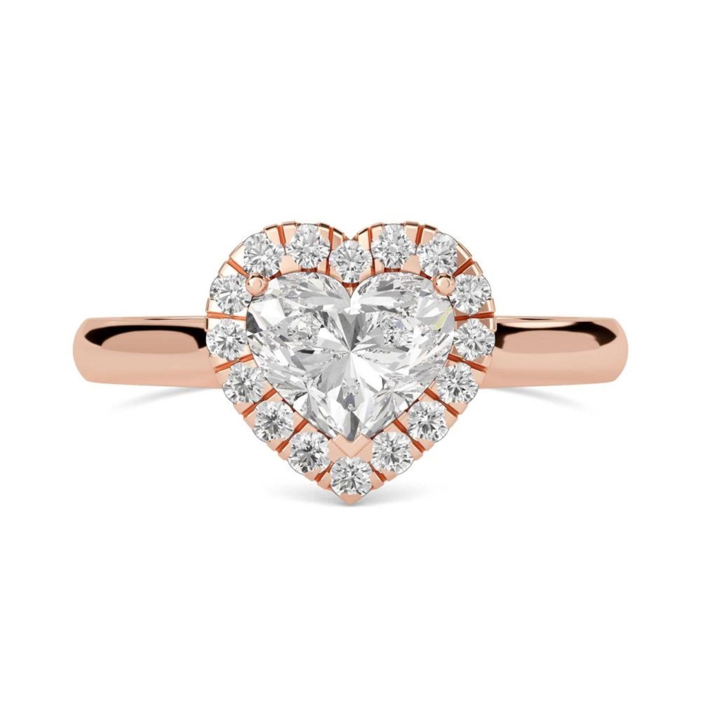  Heart Cut Diamond Engagement Halo Ring For Women