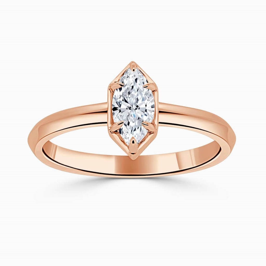 Marquise Cut Set Solitaire Engagement Ring For Women
