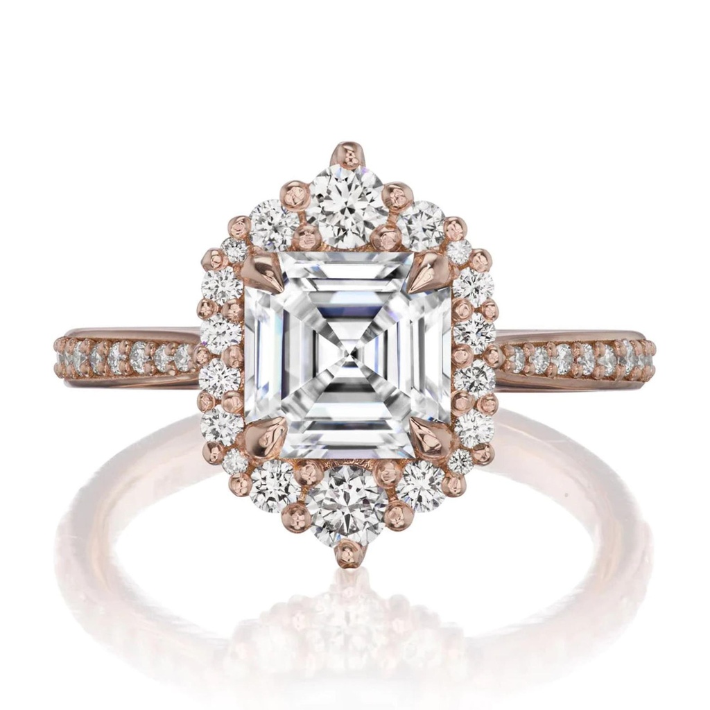 Asscher Cut Vintage Halo Engagement Ring For Women