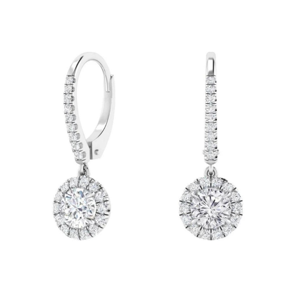 2 Carat Round Moissanite Dangle Earrings 