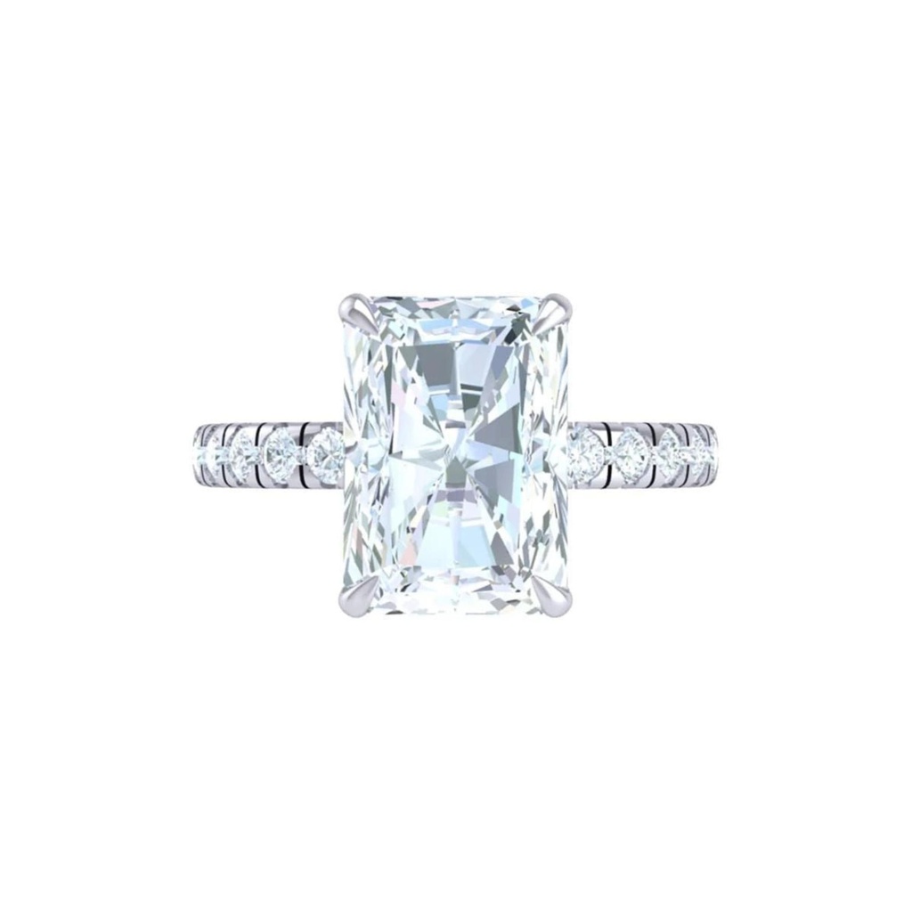 Radiant Cut Moissanite Hidden Halo Ring
