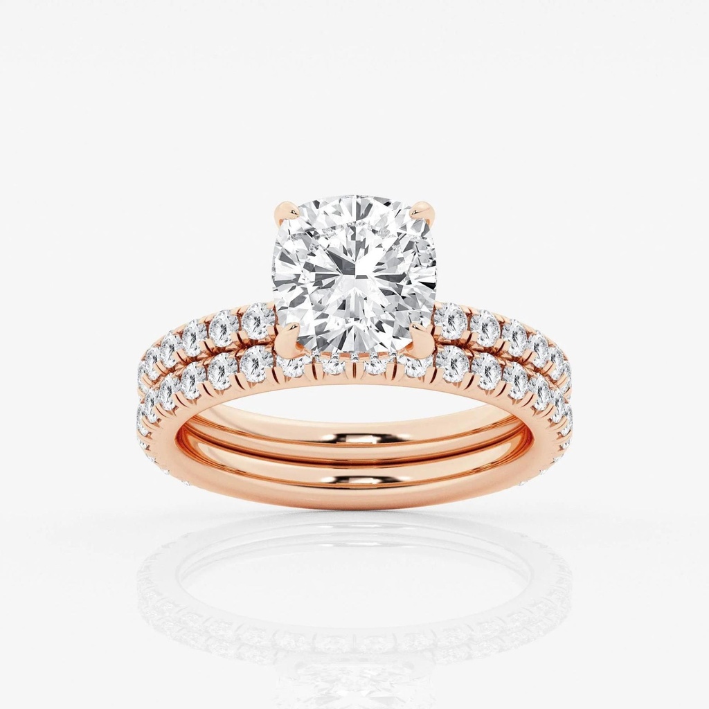  Cushion Cut Diamond Bridal Set Ring For Women