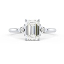  Emerald & Trillion Cut Moissanite Three Stone Ring 
