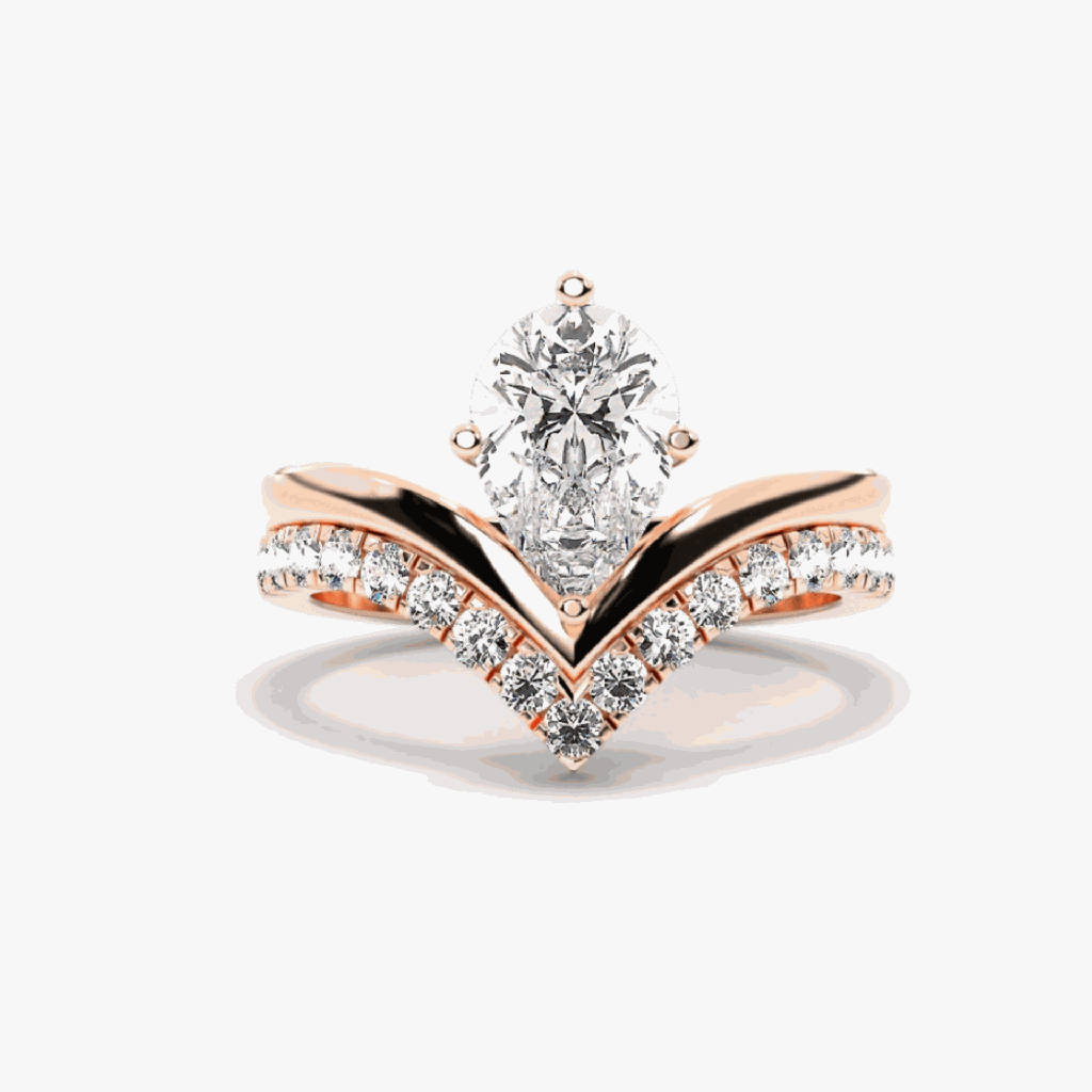  Pear Cut Curved Bridal Set For Women