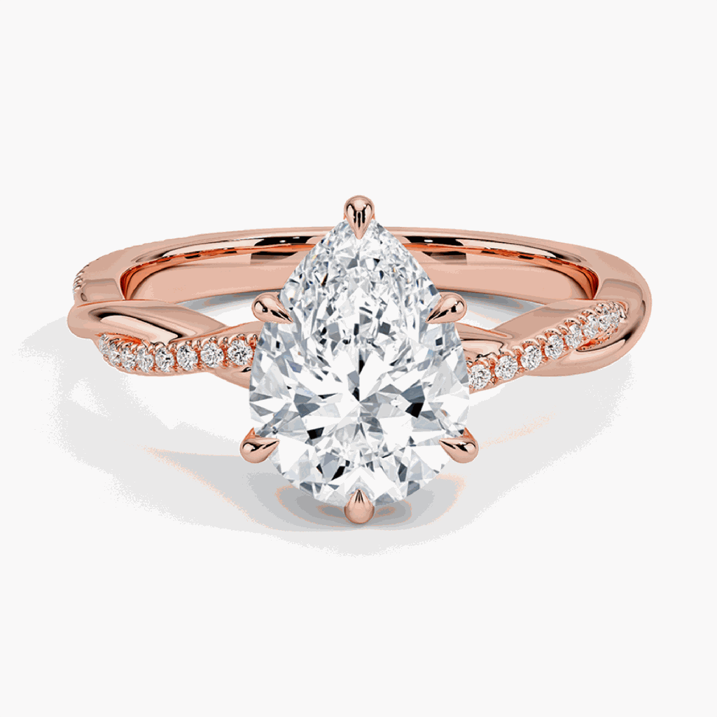  Pear Cut Twisted Engagement Ring For Women