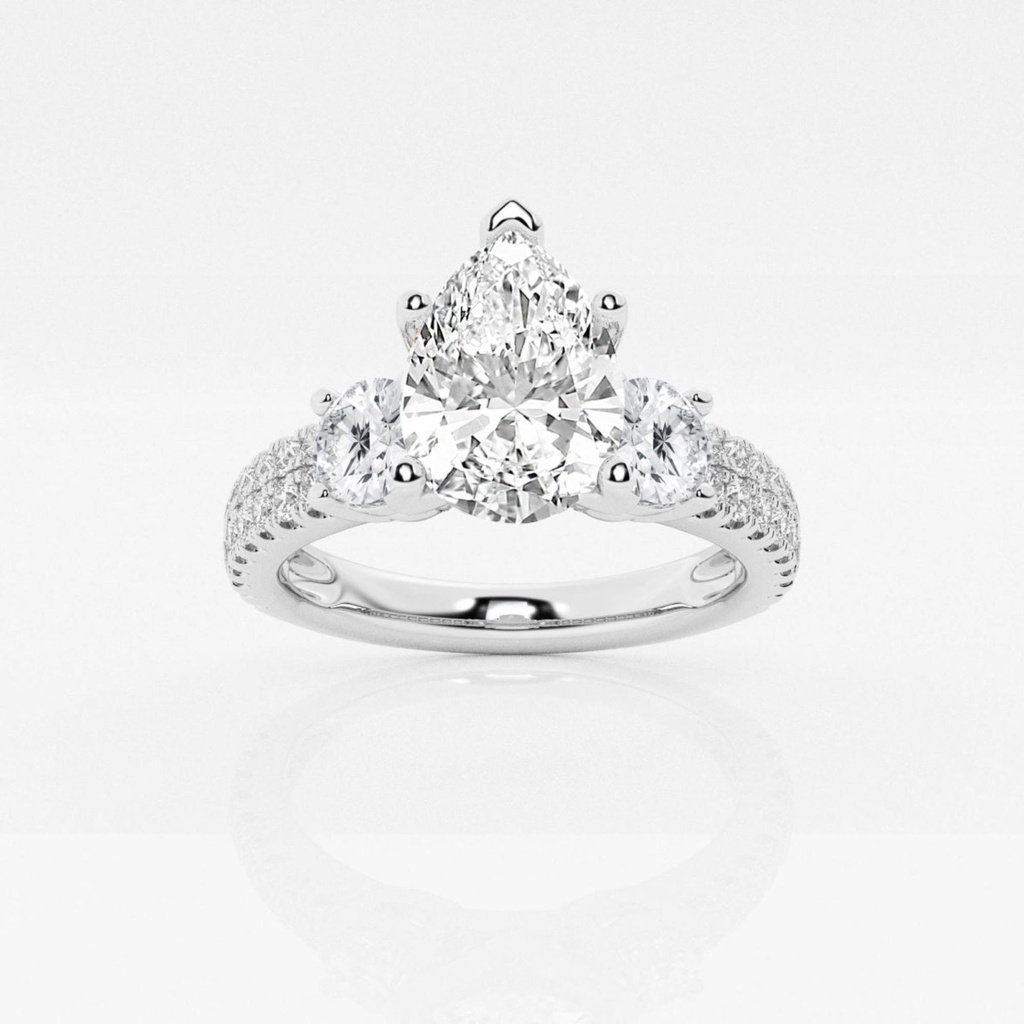  Pear Cut Three Stone Engagement Ring For Women