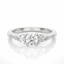  Round And Pear Cut Prong Set Three Stone Diamond Ring For Women