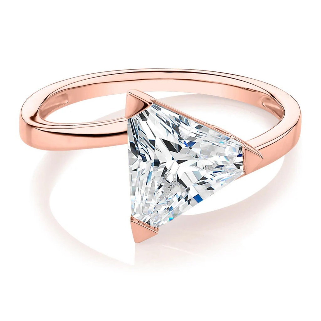 1 Carat Trillion Shape prong Set Solitaire Moissanite Engagement Ring in White Gold