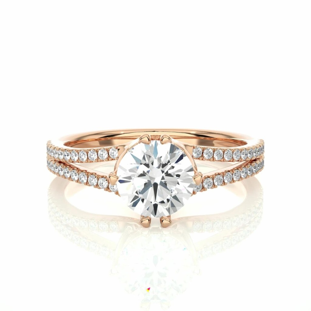 Round Cut Split Shank Diamond Engagement Ring For Women