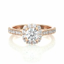 1 Round Cut 4 Prong Set Diamond Halo Engagement Ring For Women