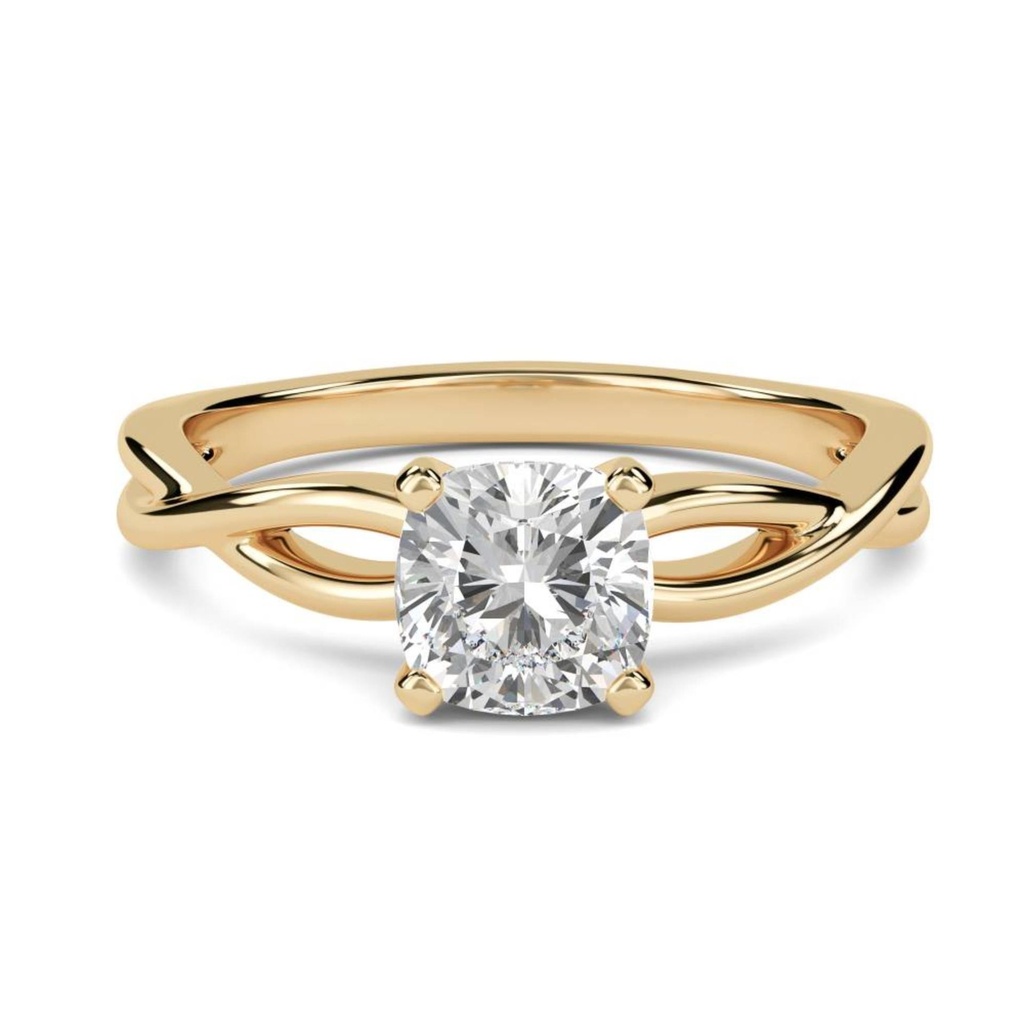 Cushion Cut Twisted Shank Solitaire Lab Diamond Engagement Ring 