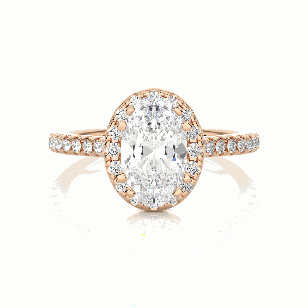  Oval Cut Prong Set Halo Lab Diamond Engagement Ring For Women
