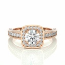 Round Cut Prong Set Double Halo Diamond Engagement Ring For Women