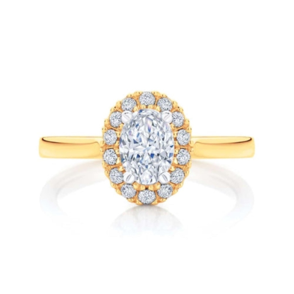  Oval Cut 4 Prong Set Lab Dimaond Halo Engagement Ring 