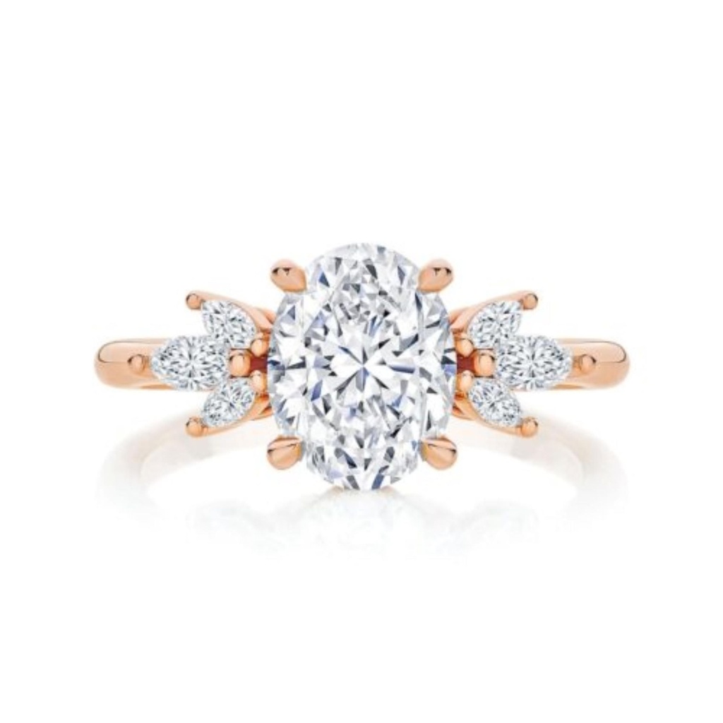  Oval & Marquise Cut Hidden Halo Lab Diamond Engagement Ring