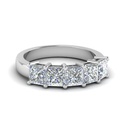 Princess Cut Prong Set 5 Stone Lab Diamond Engagement Ring 