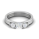 Princess and Round Cut Three Stone Lab Diamond Engagement Ring 