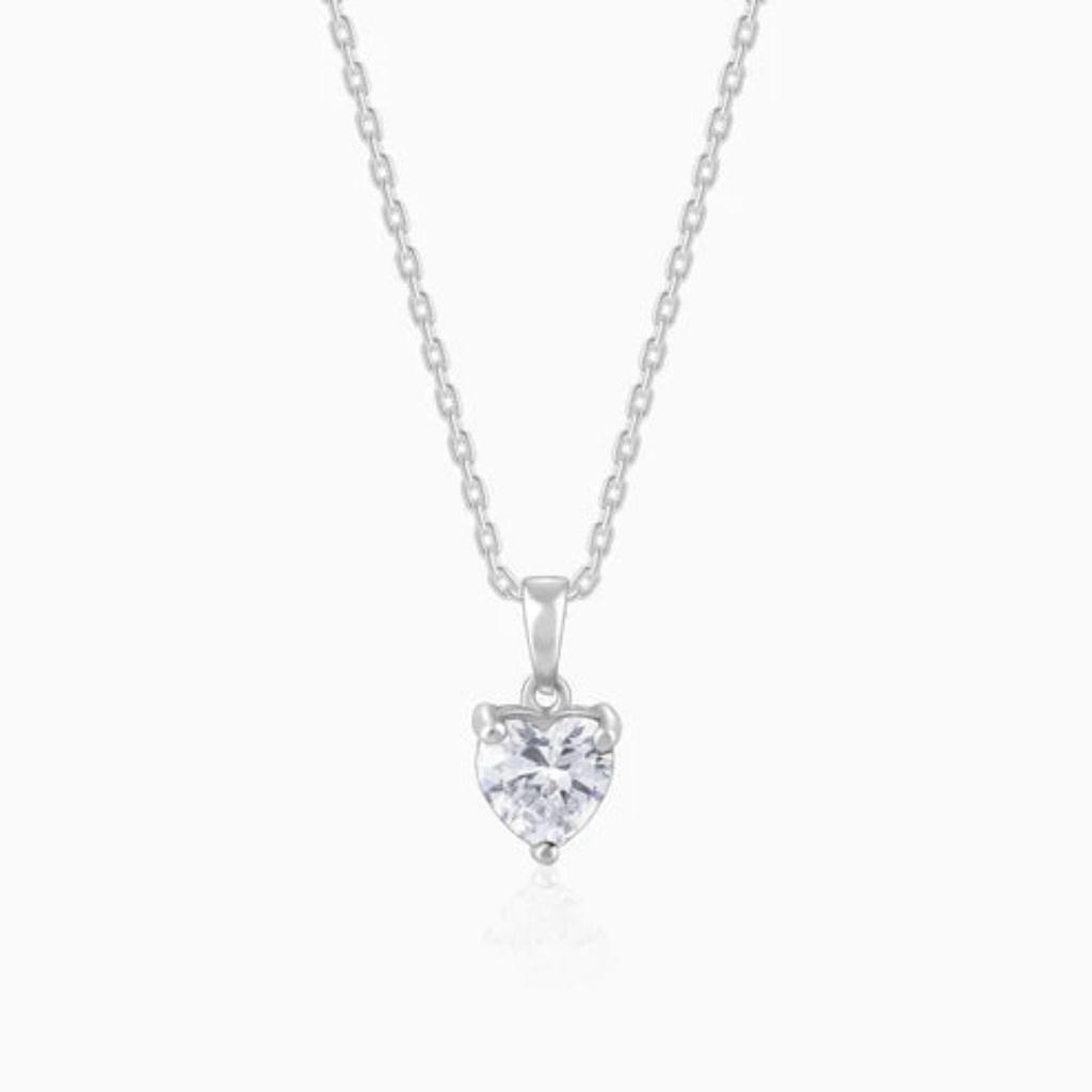 2 Carat Heart Shaped Prong Set Solitaire Lab Diamond Pendant In White Gold