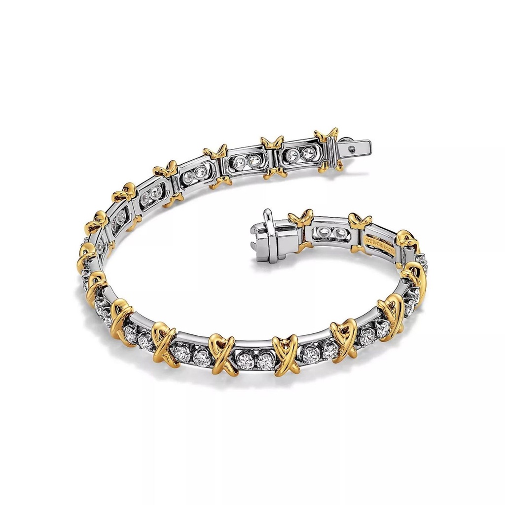 Round Cut Two Tone Tennis Bracele for Women