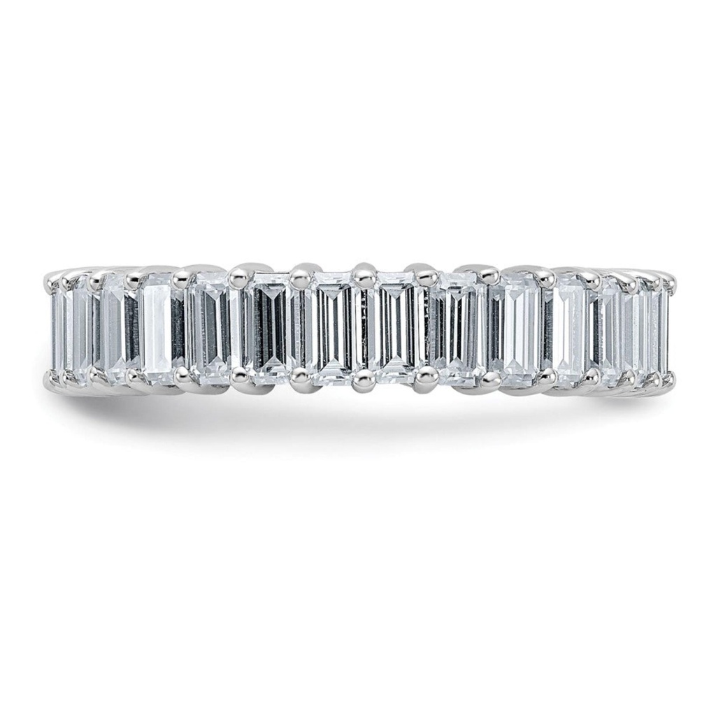 14K White Gold Ring Band Moissanite Octagon Emerald