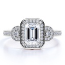 Emerald Diamond Halo Engagement Ring for Women