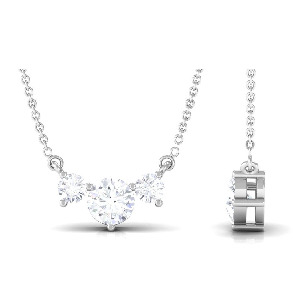  1 CT Aquamarine Necklace with Diamond, Aquamarine and Diamond Flower 10K White Gold