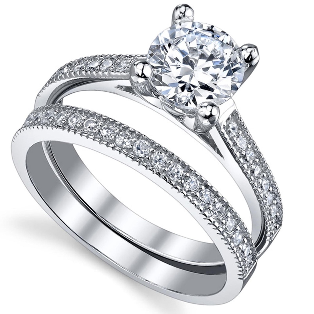 Metal Masters Women's 1.25 Ct Wedding Engagement Ring Set Sterling Silver 925 Round Cubic Zirconia