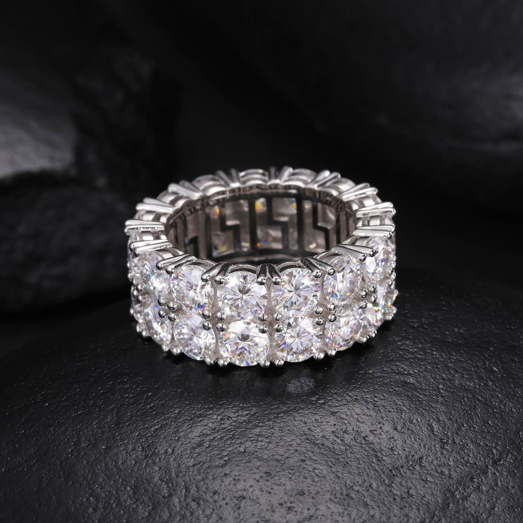 2 Rows Moissanite Diamond Eternity Ring