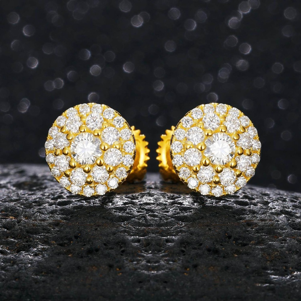 3 Layers Moissanite Halo Stud Earrings