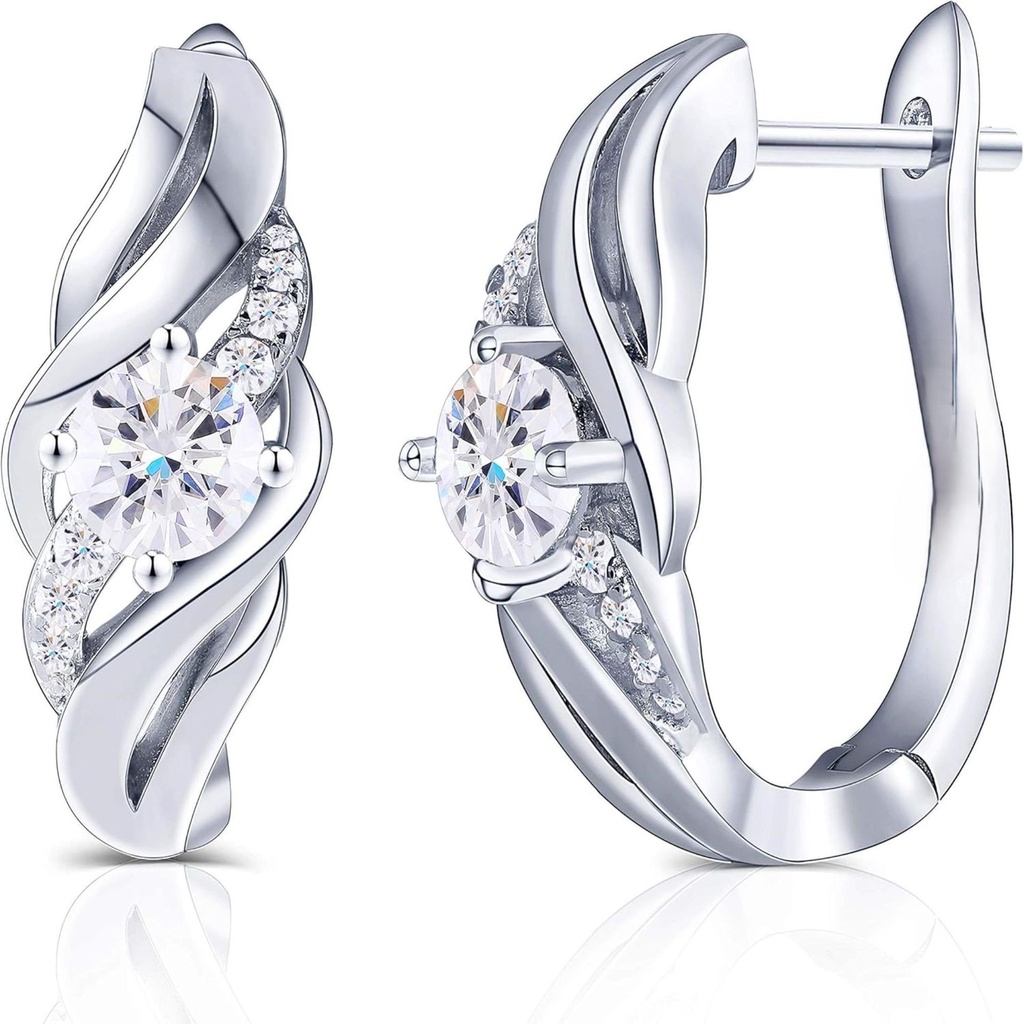  Solid 10K White Gold Post color Hoop Earrings 14K Gold QUALITY Sterling Silver Earrings with Accents for Women