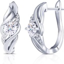  Solid 10K White Gold Post color Hoop Earrings 14K Gold QUALITY Sterling Silver Earrings with Accents for Women