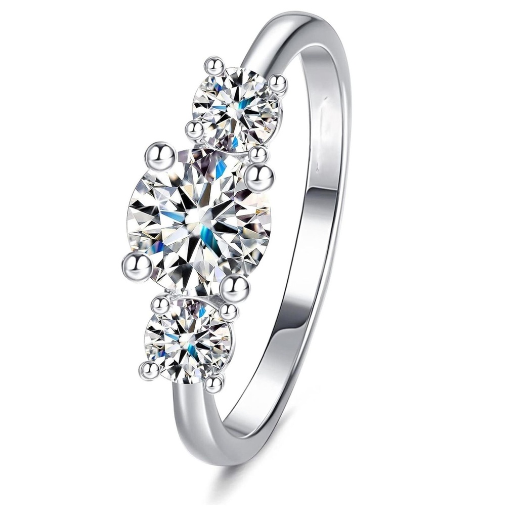  Engagement Ring  Brilliant Round Cut D Color VVS1 Clarity Lab Created Diamond Eternity Rings 18K White Gold Plated  Sterling Silver  Wedding Rings for Women