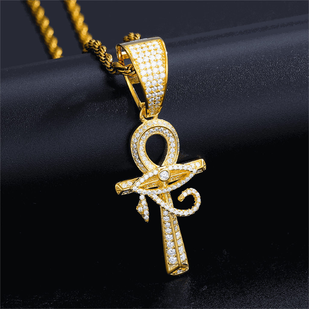 S925 Moissanite Evil Eye Ankh Cross Pendant