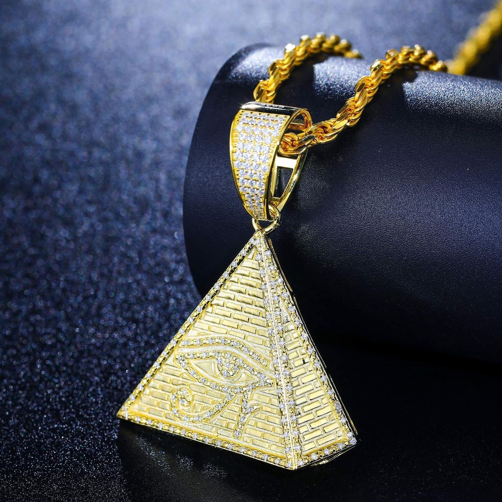 S925 Moissanite Pyramid Pendant With Evil Eye Pattern