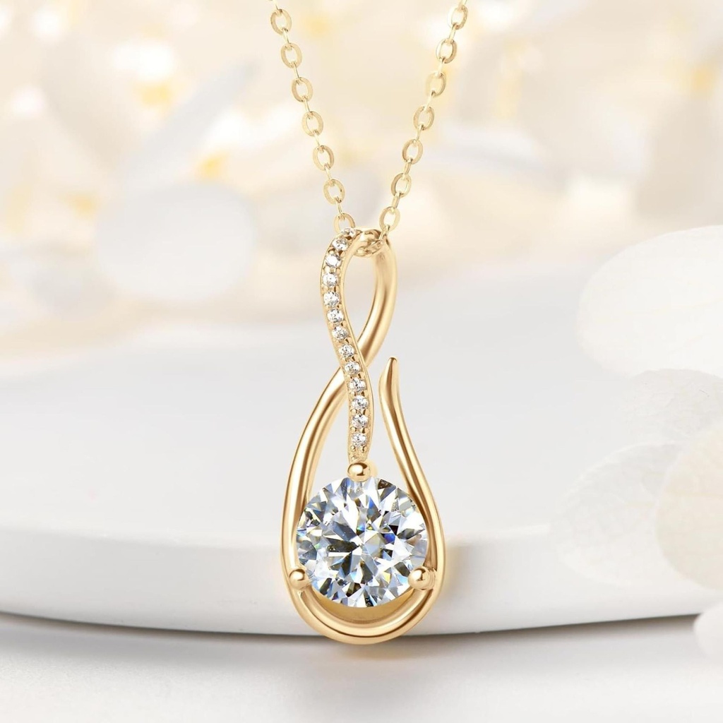  Infinity Necklace, 925 Sterling Silver Lab Created Diamond Pendant Necklace for Women, Anniversary Jewelry Gifts for Wife Girlfriend, Adjustable 18-20 inch