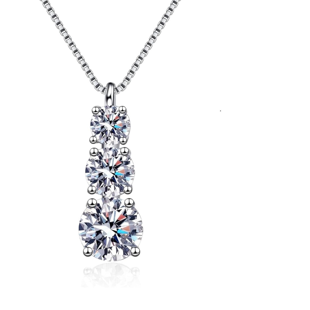 Trendy  Necklace for Women  Dazzling Diamond on a Sterling Silver Chain White Gold and Rhodium Plated, Birthday Gifts for Women